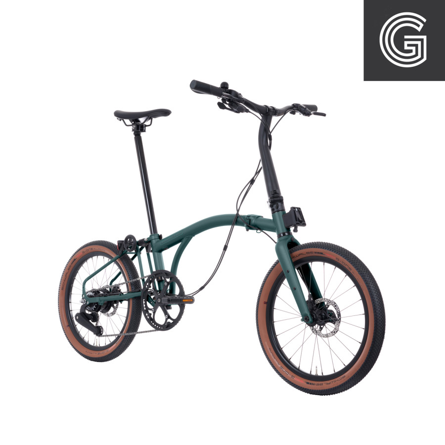 Brompton G Line Forest Green Large, Produktbild schräg von der Seite,02.