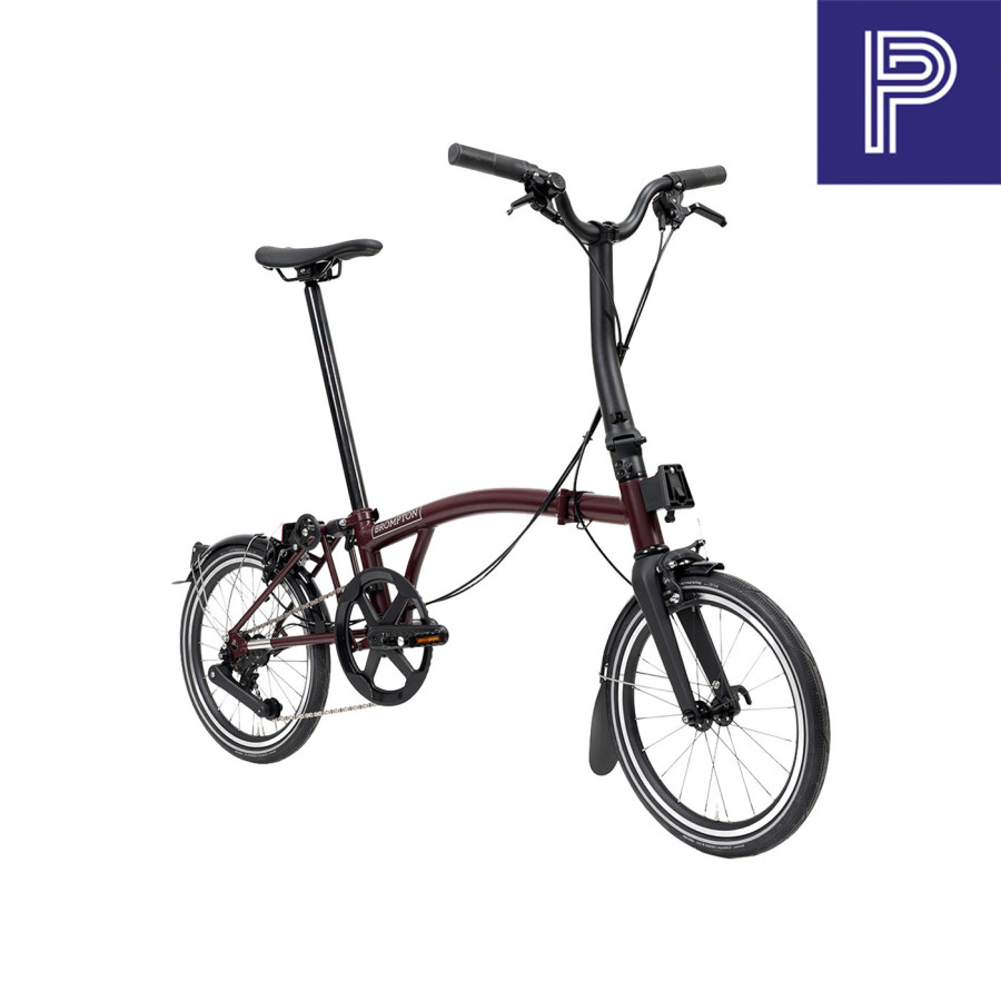 Brompton P Line Red Plum Mid mit Carbon und Titan Bild 02
