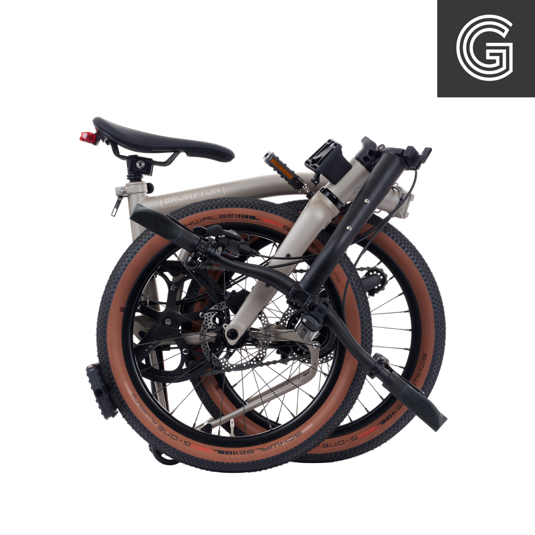 Brompton G Line Traildust White Large im gefalteten Zustand. Bild 05