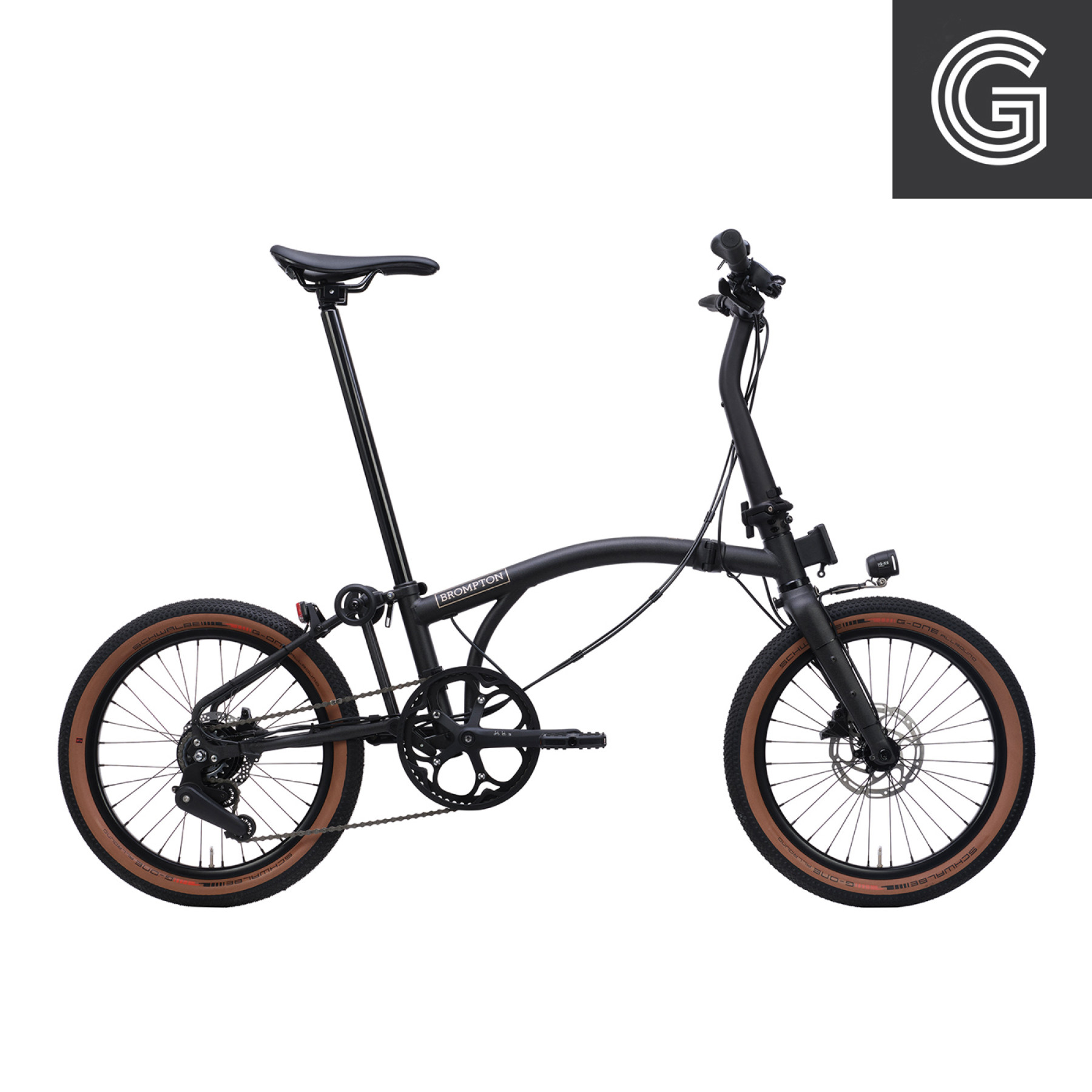Brompton G Line Space Black Large Faltrad. Seitliche Produktaufnahme 02