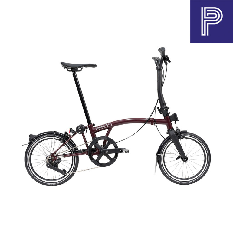 Brompton P Line Red Plum Mid mit Carbon und Titan Bild 01