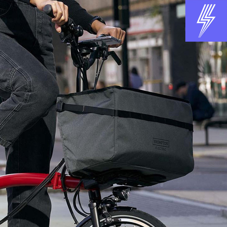 Brompton Electric Tasche Borough Basket in Dark Grey, Bild 01.